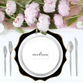 Wholesale Event Wedding Decoration Dinner 13 Inch Round Clear Transparent Plastic Scallop Floral Sage Charger Plate