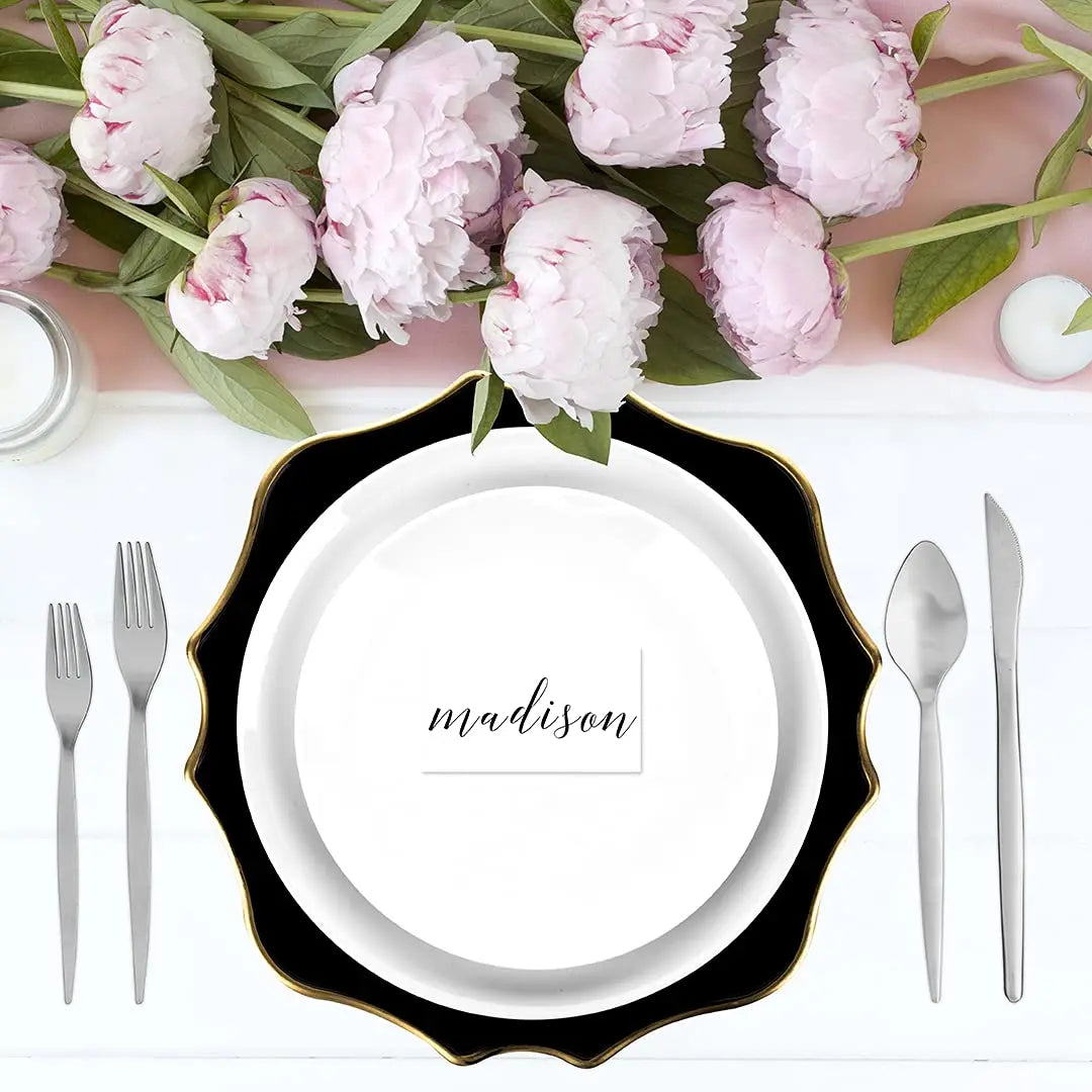 Wholesale Event Wedding Decoration Dinner 13 Inch Round Clear Transparent Plastic Scallop Floral Sage Charger Plate
