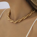Custom Jewelry 18K Gold Plated Stainless Steel Snake Chain Twisted Choker Chunky Chain Necklace for Women