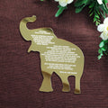 Fancy Special Elephant Shape  Gold Mirror Acrylic Invitations Thank You Cards with Gold Foil Text for Wedding Event