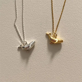 18K Gold Plated 925 Sterling Silver Whale Pendant Animal Necklaces for Women Gifts Jewelry