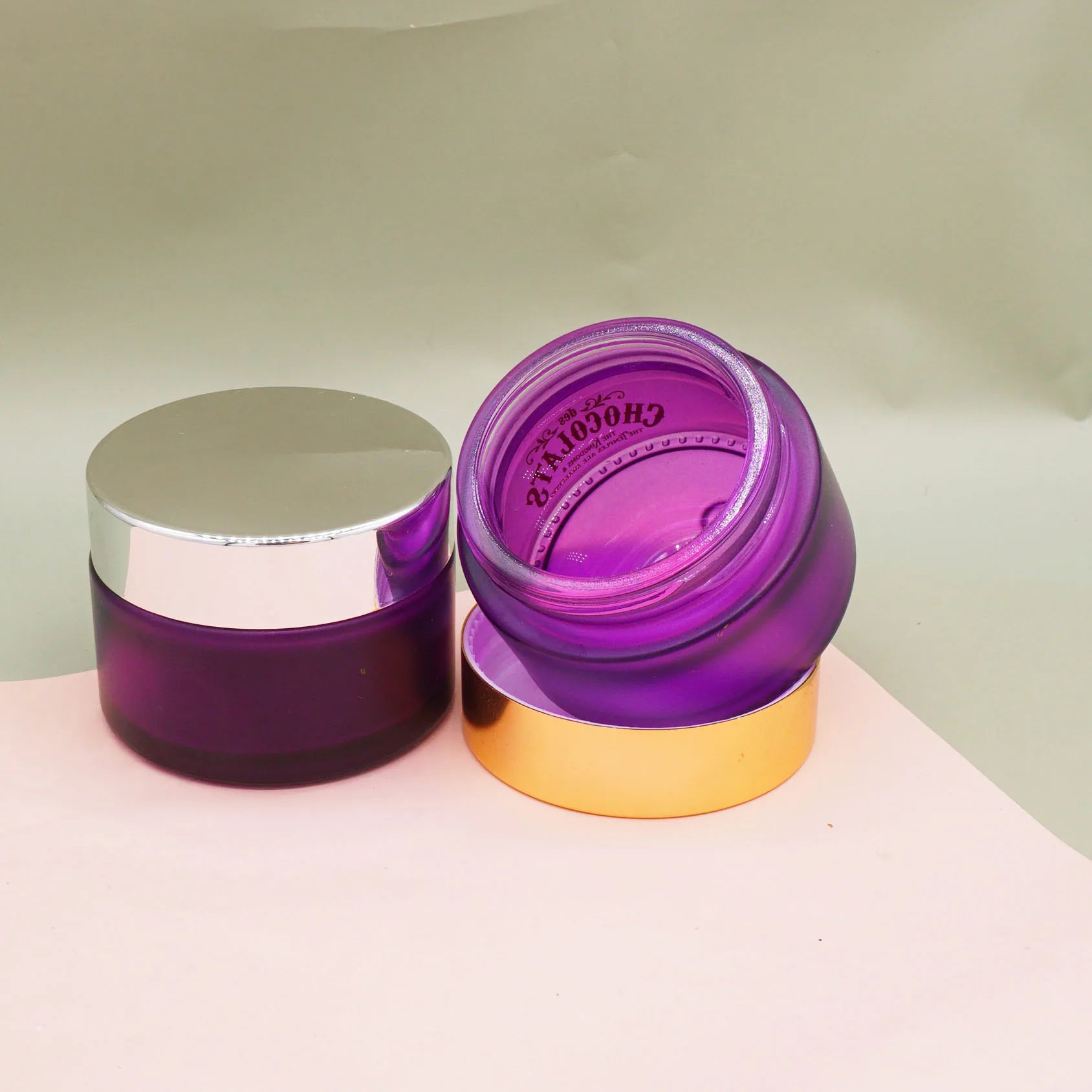 1oz Frosted Purple 30g Face Cream Jars for with Silver Lid
