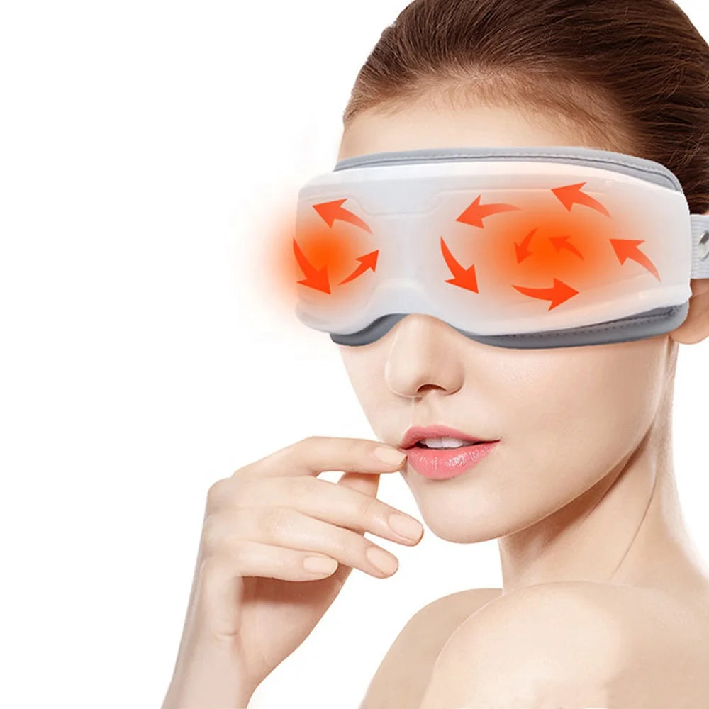 Eye Care Stress Relief New Smart White Eye Massage Equipment Custom logo Electric Vibration Eye Massager with Heat