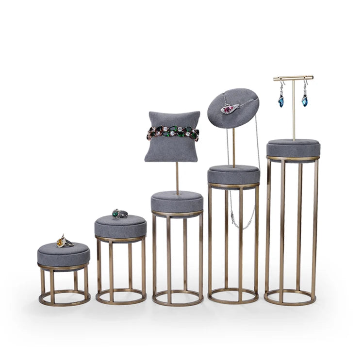 Luxury Jewelry Display Tray Velvet Finish Metal Frame Multi Functional Earring Ring Holder Customizable Color Design ISO