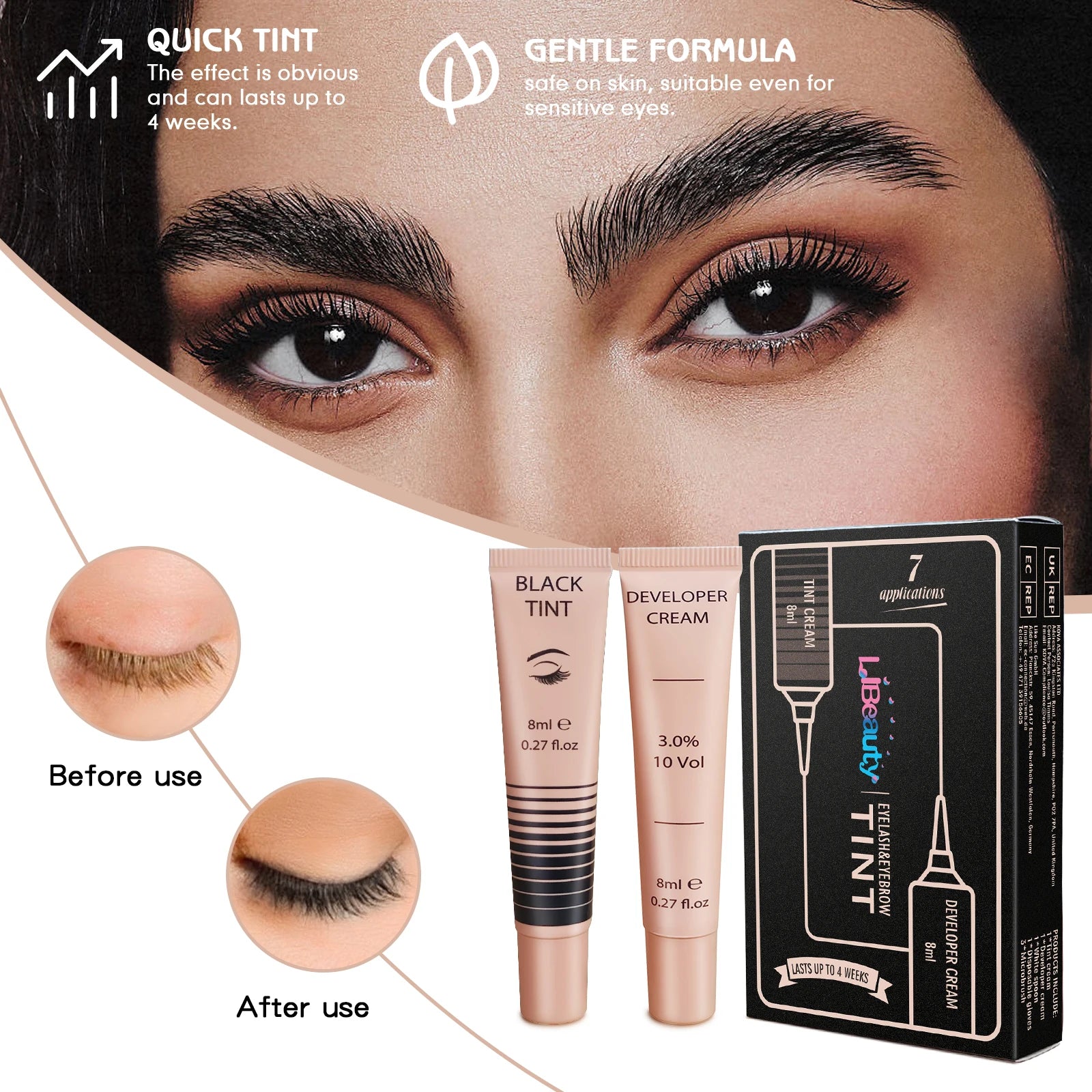 Natural  Brow Henna Eyebrow Tint Dye Kit Private Label Professional Stain Color Coating Tint Eyelash Set Korean Brow Tint Kit