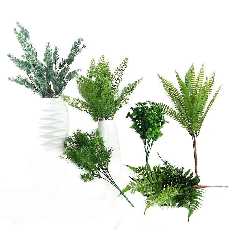 O-X665 Wholesale Real Touch Fern Fern Green Plant Tropical Leaf Plastic Artificial Persian Leaf for Home Garden Decoration