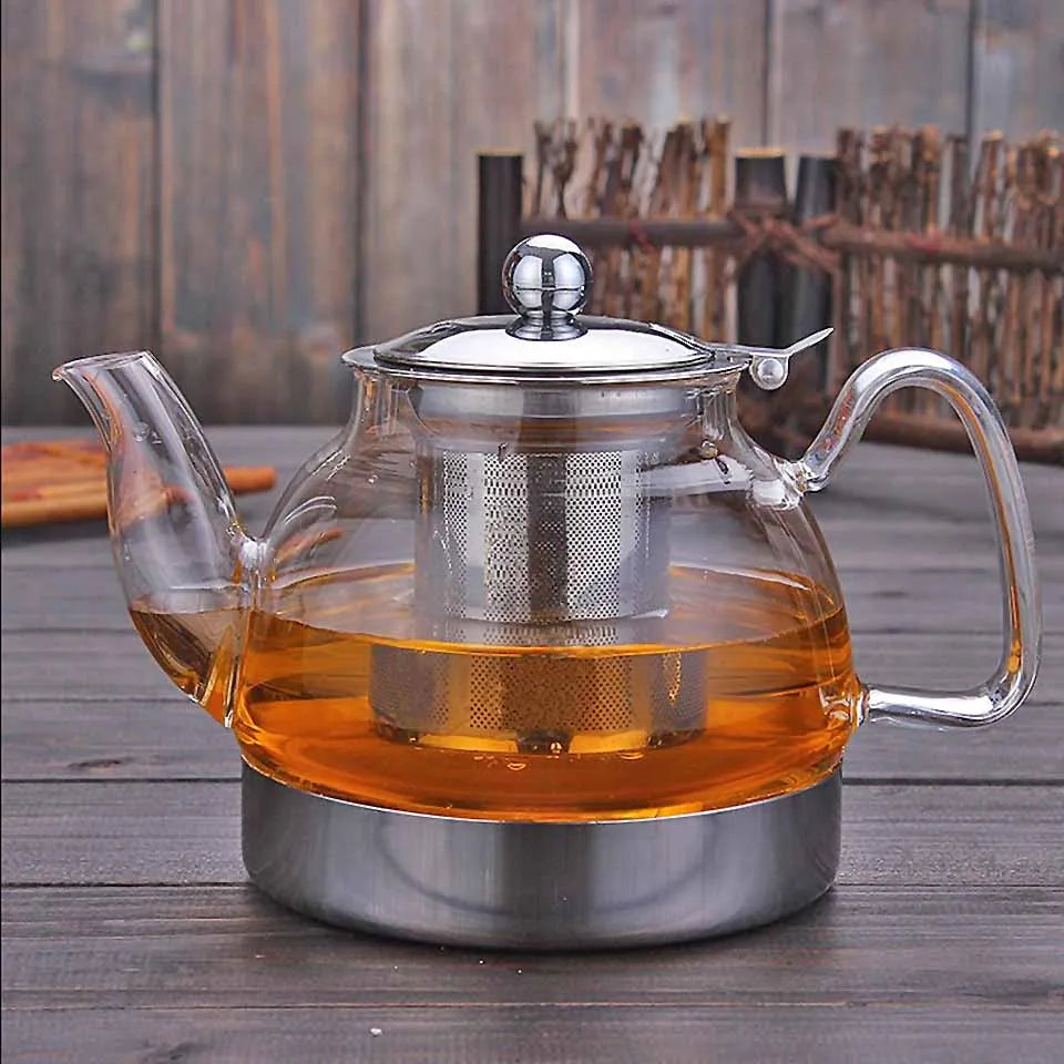 800/1200ML Gas Stove Induction Cooker Filter Heat Resistant Flower Filter by Glass Teapots Water Kettles
