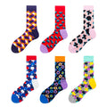 New Design Rich Color Happy Leisure Lattice Fashion Men Socks