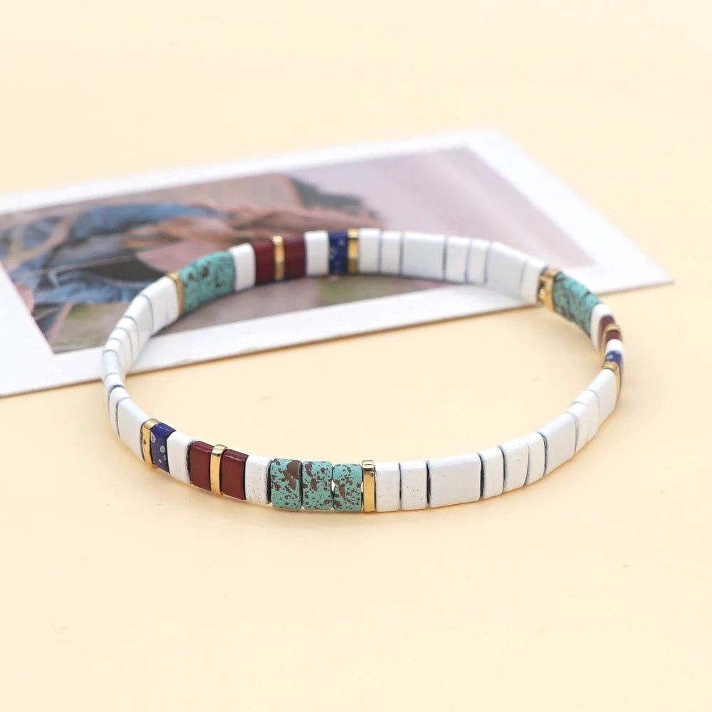 Go2boho  Tile Beaded Tila Beads Pulsera Femme Designer Enamel Jewelry Bracelet for Women