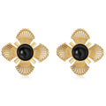 2024 New Premium Vintage Black Gold Medieval Flower Stud Earrings Women Jewellery Customized