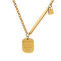 Small Square Word Necklace 18K Gold Plated Hiphop Style With Charm Letter Engraving