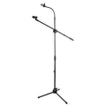 Tripod Studio Recording Flexible Swan Gooseneck Microphone Stand with Phone Holder Black Metal Eco-Friendly & Durable