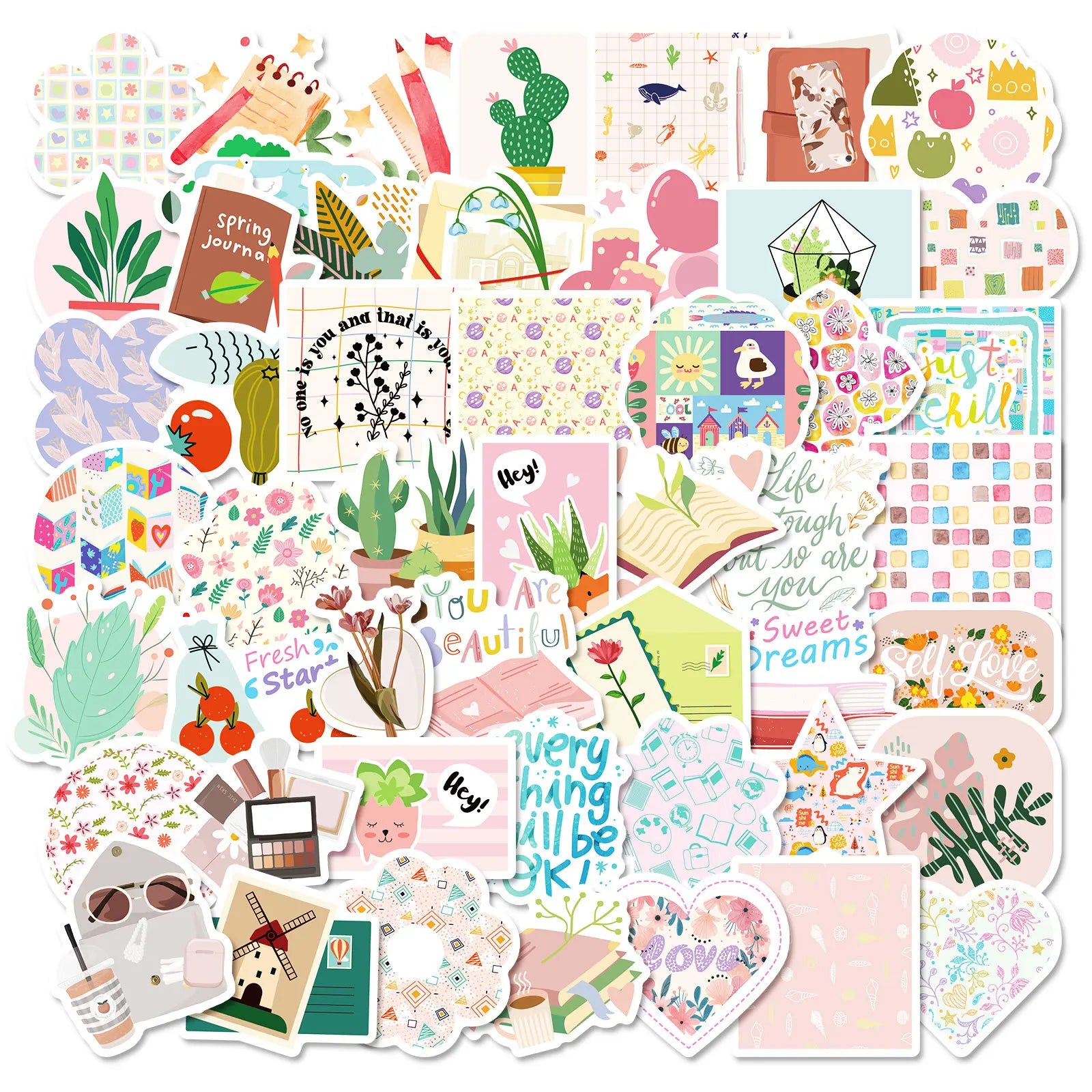 50PCS Boho style good vibe pink positive sticker