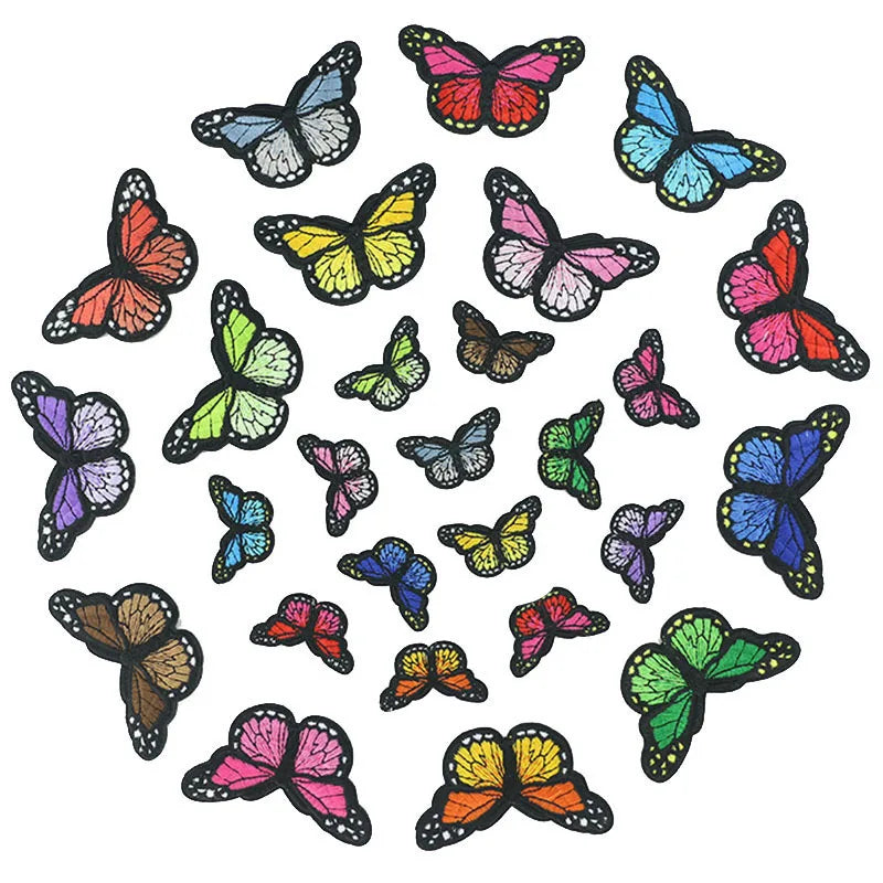 Fast Delivery of Colorful Embroidered Butterfly Patches Iron-On Sequins for Clothes PVC Plastic OEM Model Fabric Felt Material