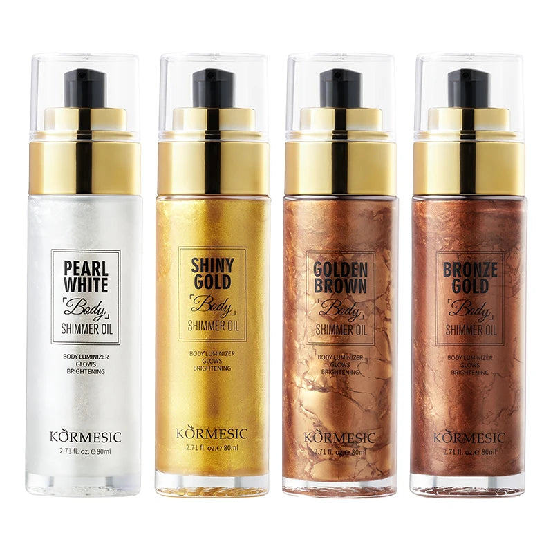 Private Label OEM ODM Body Shimmer Spray Highlighter Face Contouring Brighten Body Bronzer Glitter Liquid Highlight Makeup