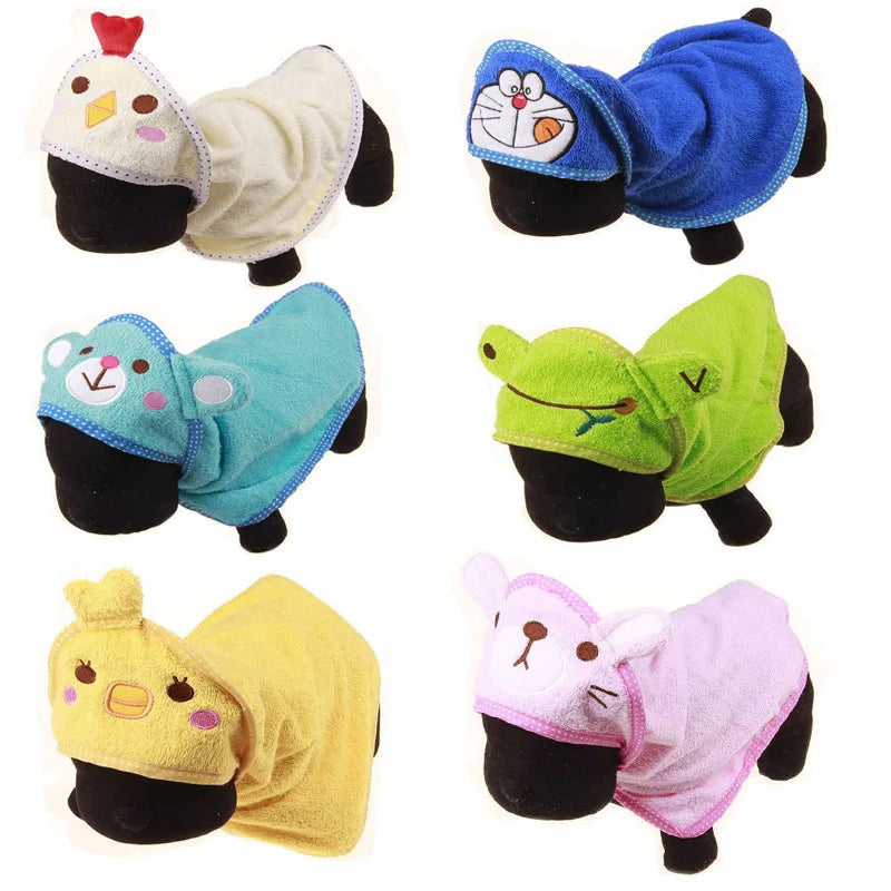 Lovely Absorbent Cartoon Anime Pet Costume Cleaning Blanket Hooded Microfiber Dog Towel Doggy Bathrobe