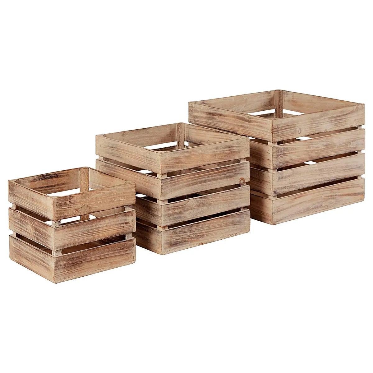 JUNJI Wholesale Cheap Wooden Fruit Vegetable Crates for Sale Farmhouse Wooden Nesting Herbs Box Set of 3 MegaBDM