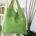 Wholesale Women's Vintage Knitted Hollow Casual Knit Big Hand Bags Ladies Solid Color Tote Shoulder Bags