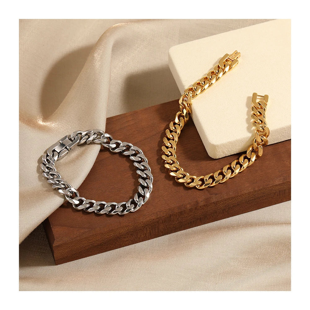 Hip Hop Fashionable Popular Chain Simple Stainless Steel Chains 18K Gold Plated Waterproof Jewelry YF5027