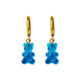 Ins New Cute Teddy Bear Blue Jelly Gummy Resin Exquisite Dangle Compact Embellished Transparent Summer Cool Pendant Earrings