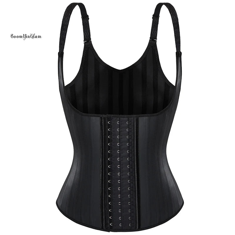 25 Steel Bones Adjustable Straps Latex Tummy Control Slimming Waist Trainer Body Shaper Corset Vest