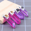 Rainbow Natural Titanium Coated Raw Crystal Hexagonal Point Necklace Pendant Healing Reiki Jewelry