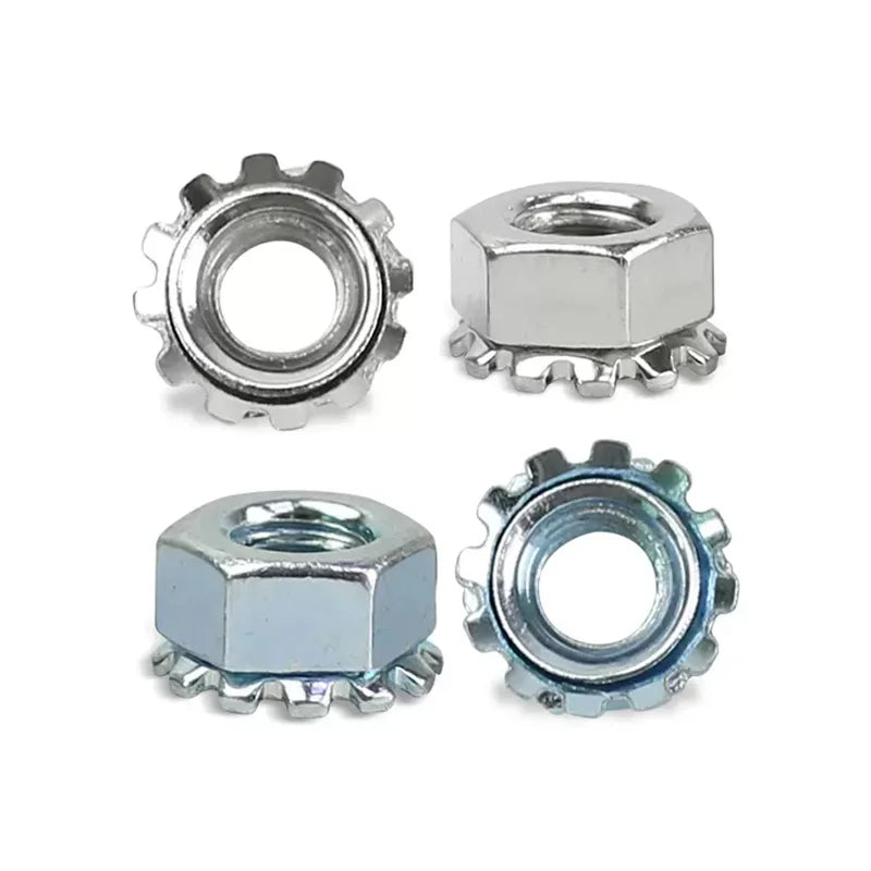 Metric DIN Standard Class 4 Hex Kep/K Type Tooth Washer Lock Nuts M3 M4 M5 M6 M8 M10 Nickel Plated Finish