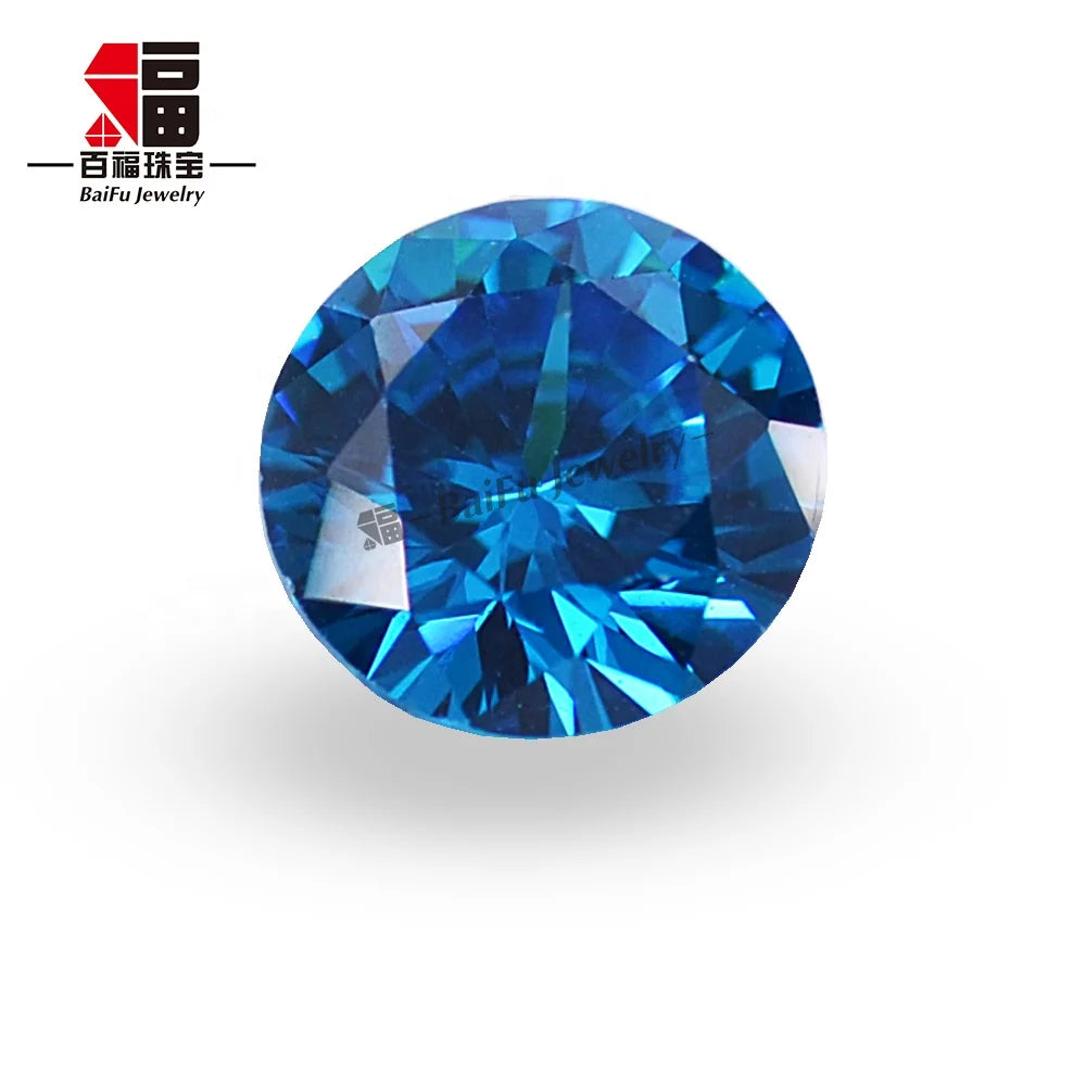Baifu Jewelry Top Quality Loose Round Dark Aquamarine Zircon