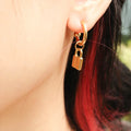 Chris April in Stock Fashion 316L Stainless Steel PVD Gold Plated Minimalist Lock Hoop Earring Jewelry