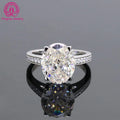 Free Shipping Trendy Gold Jewelry 10 X 12 mm 8ct Iced Oval Cut Moissanite Engagement Ring Solid PT950 Platinum Ring