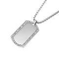 Wholesale Fashion Crystal Dogtag Stainless Steel Rectangle Custom Name Jewelry Pendant Chain Necklace for Men