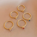 Delicate Stainless Steel Waterproof Colorful Zircon Mini Jewelry Ring for Women