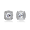 ED2181 S925 Sterling Silver Square Stud Earrings Silver Diamond Earrings Bling Bling Geometric Zircon Stud Earring for Women MegaBDM