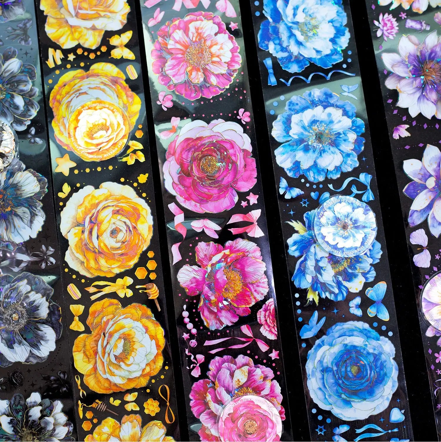 2M/Roll PET Tape Flower Confessions Series Large Flower Handbook Decoration Material Loop Stickers