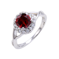 A3245 OEM ODM New Design 925 Sterling Silver Natural Garnet Gemstone Twist Shoulder Halo Wedding Ring for Women