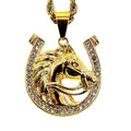 Fatingna Wholesale Price for Hip Hop Stainless Steel Gold-Plated Horse Pendant with Diamond As Main Stone