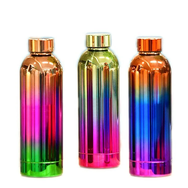 New Arrival Stainless Steel Double Wall Vacuum Insulated Rainbow Color Eco-Friendly Flask Outdoor Water Bottle Lid 6-12 Hours