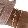 Custom Non Tarnish Stainless Steel Beaded Flower Bracelets Freshwater Pearl Bracelet Natural Stone for Women