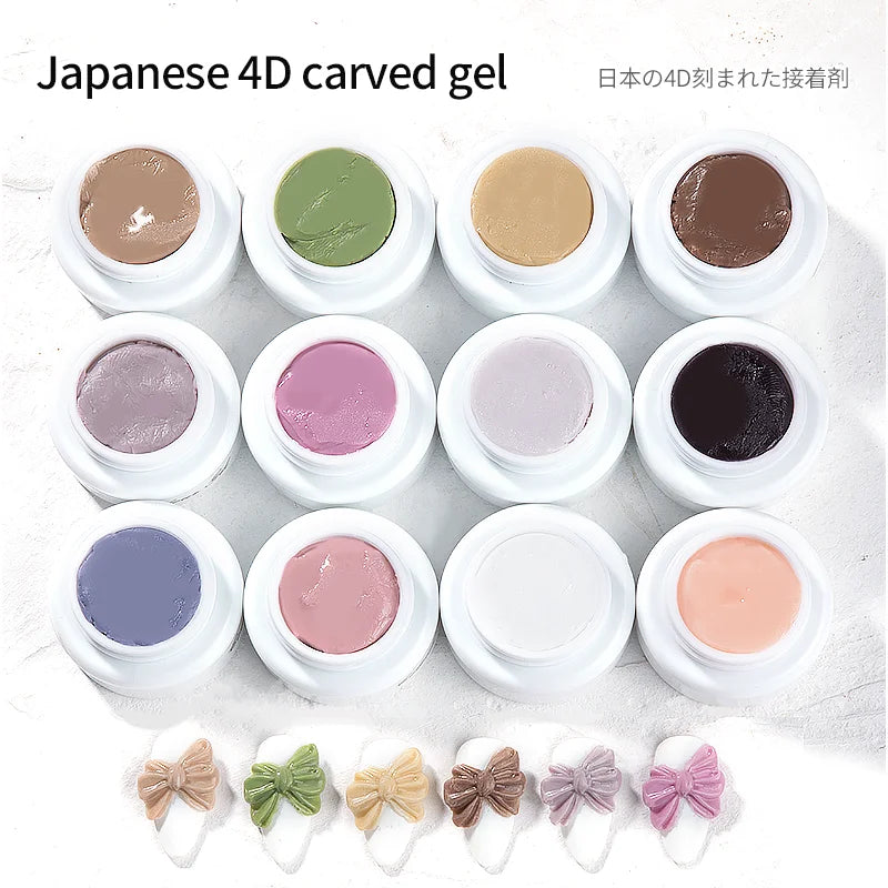 JTING Japanese Nude Color 4D Carved Three-dimensional Effect Model Gel 12 Colors Uv Gel Nail Kit OEM Custom Private Design