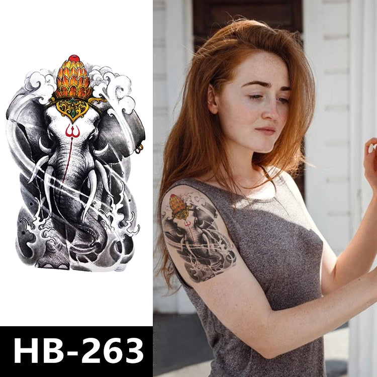 Bulk Order Ink Style Colourful tiger Elephant Rose Girl Temporary Waterproof Tattoo Sticker