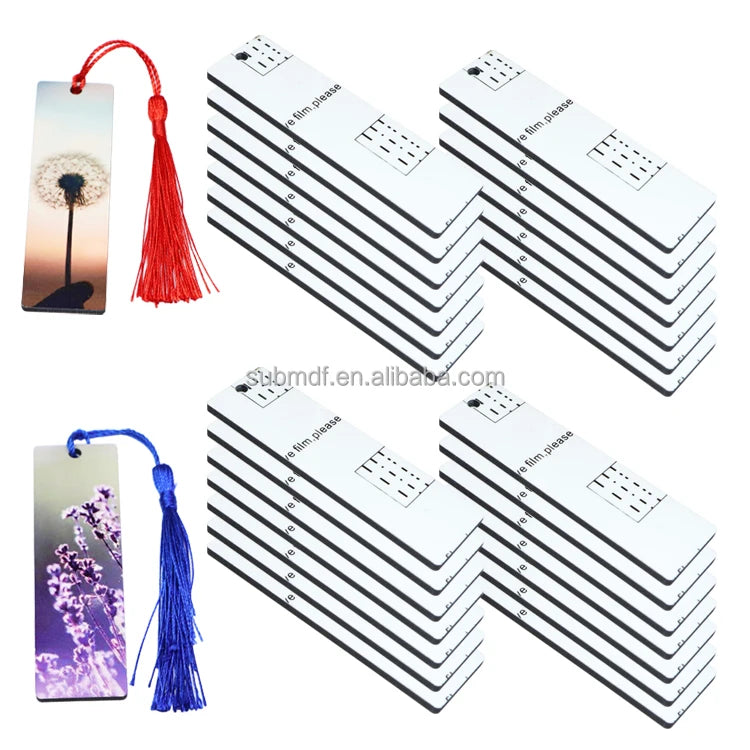 Wholesale Two Sided Printing DIY Rectangle Bookmarks With Tassel Sublimation Blank MDF Bookmarks