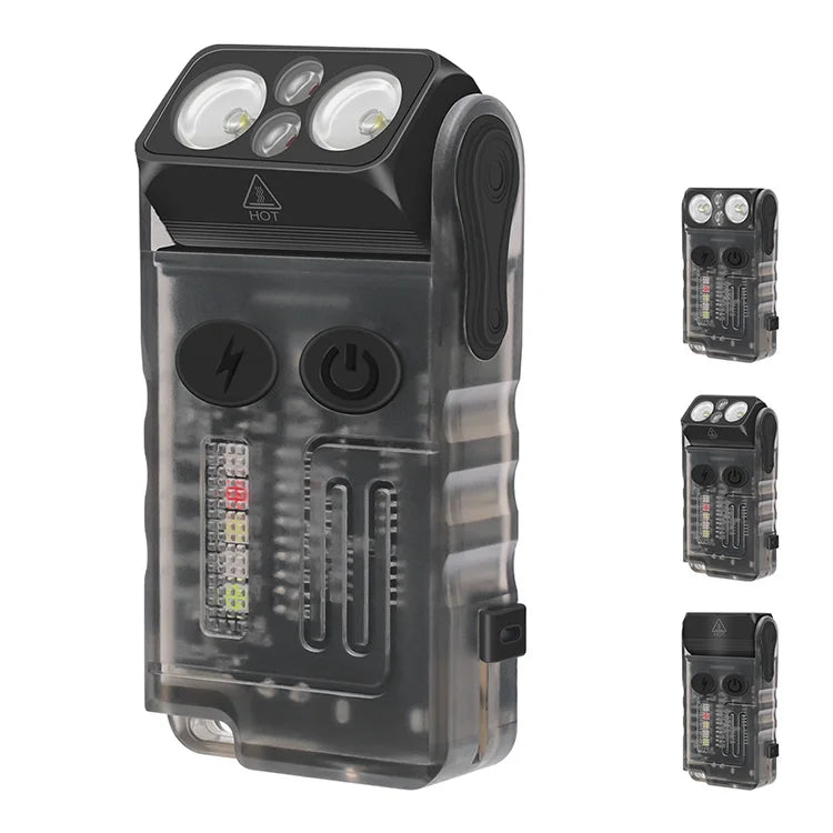 Outdoor Camping Flashlight with 6 Color Mood Light & Clip IP65 Waterproof