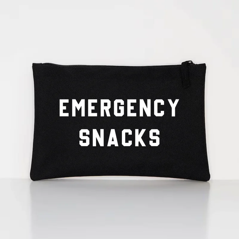Fashionable Reusable Canvas Zipper Handbag Candy Snack Daily Use Bags Easy Pull Zipper Customizable Option-Cosmetic Bags Cases