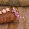 Crystal Star Bangle  Open Cuff Bracelet  Boho Wristband  Healing Chakra Amethyst Quartz Gold Jewelry Women Girl Gifts