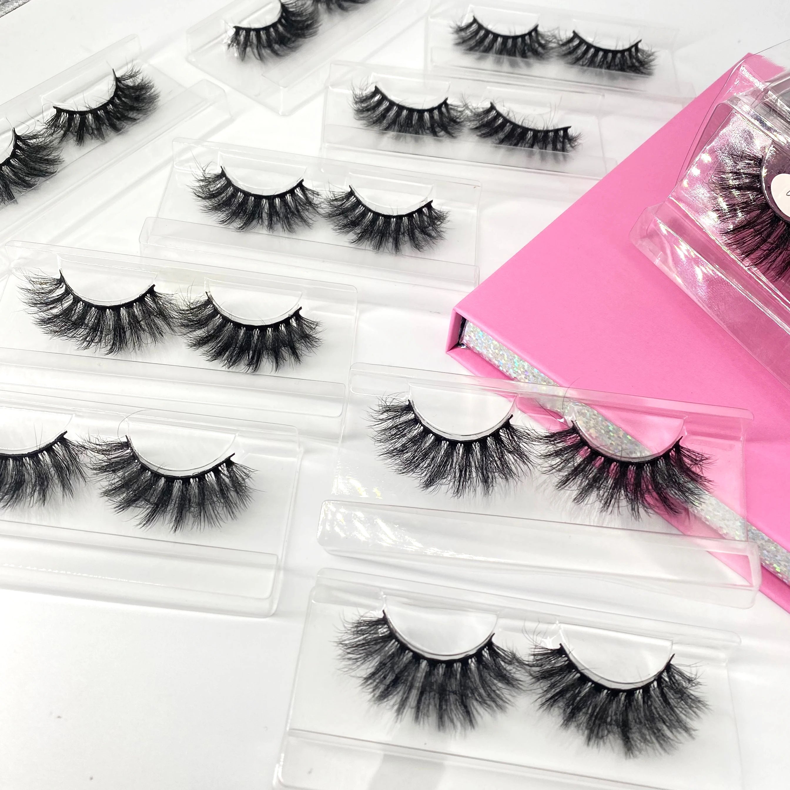 Vegan 25mm Fluffy Faux Mink Lashes Private Label Full Strip Synthetic Eyelash Wholesale Vendor