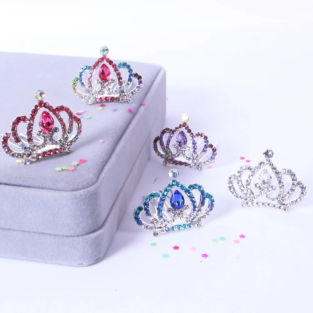 Cheap Price Crystal Diamond Rhinestone Small Size Crown Tiara Hair Combs Princess Dress Hair Accessories for Girls/Kids