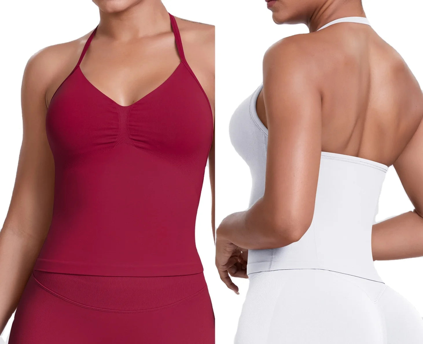 DF Clothes 007 Hot Sell Sexy Fitness Breathable Quick Dry Spandex/Nylon Color Blocking Seamless Halter Tank Tops Vest