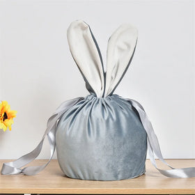 New Arrival 9 Colors Luxury Design Long Rabbit Ears Bunny Velvet Gift Easter Drawstring Candy Bags