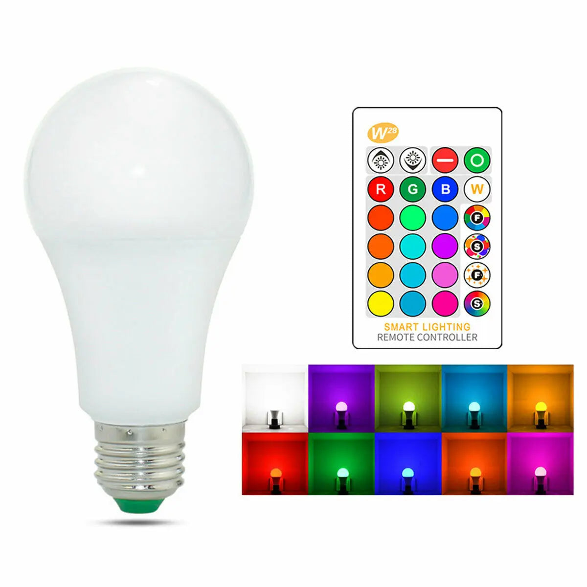 B22 E27 RGB Color Changing Light Bulbs with Remote Dimmable Equivalent Warm White Decorative Lighting for Home Bar Party Bedroom