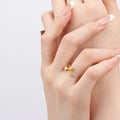 Chris April 316L Stainless Steel Lotus and Seedpod Botany 18k Gold Plated Adjustable Rings